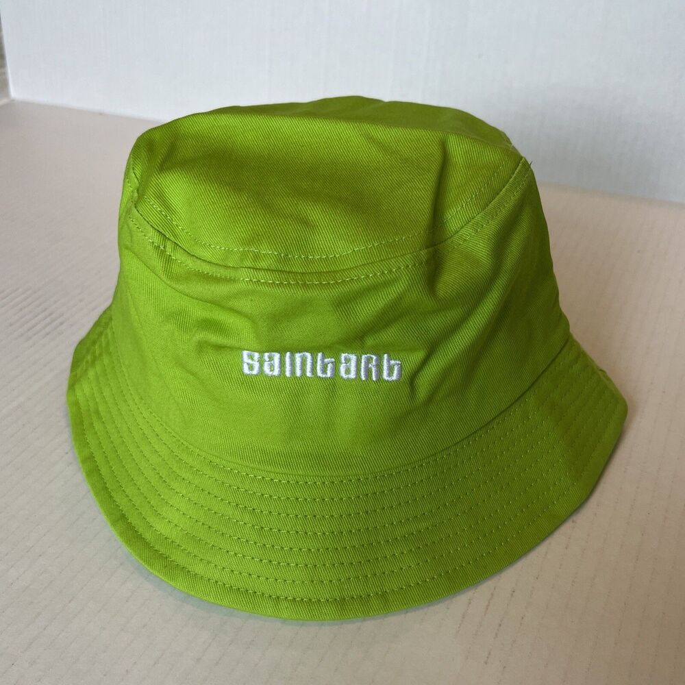 SaintArt Green Bucket Hat Sz M Boonie Brim Sun Safari Summer Camping Beach💖Logo